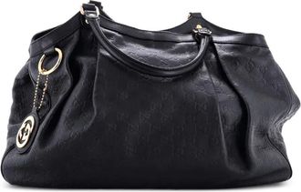 Gucci Sukey Guccissima grote leren shopper - Zwart