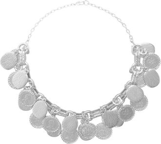 Karine Sultan Womens Coin Necklace In Matte Silver
