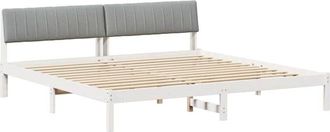 vidaXL Estructura De Cama Con Cabecera Y Gris Claro 200 X 200 Cm Vidaxl