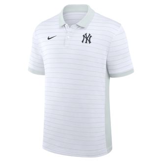 Nike New York Yankees Authentic Collection Striped Victory Nike Mens Dri-FIT MLB Polo in White | 03BG0GJCNK-P81