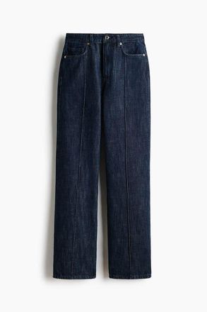 H&M Straight High Jeans in Dark Denim Blue at Nordstrom, Size 14