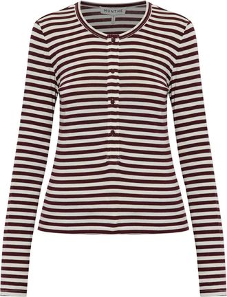 Munthe striped buttoned long-sleeved T-shirt - Black