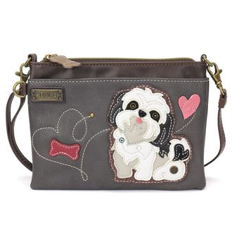 Chala Chala Mini Crossbody/Purse with Convertible Strap Stylish, Compact, Versatile, White Shih Tzu - Ink, One Size