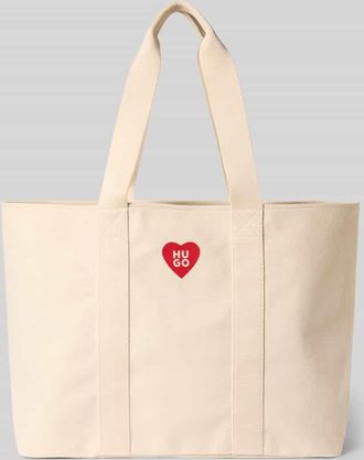 HUGO BOSS Strandtasche aus reiner Baumwolle Modell Becky CH in Offwhite, Gr&ouml;&szlig;e 1