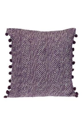 Parkland Collection Pom Pom Trim Square Accent Pillow in Purple at Nordstrom Rack