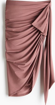 H&M Drapierter Jupe mit Bindedetail - Mattrosa