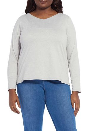 Lyss&eacute; ntial V-Neck Long Sleeve Top in Light Grey Melange at Nordstrom, Size 1 X