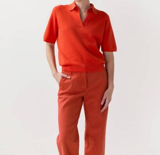 Ann Mashburn Alison Sweater In Bright Orange Cotton/silk