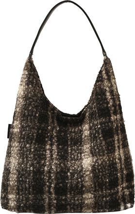 Generic Kexpery Womens Vintage Checked Velvet Handbag Large Capacity Shoulder Bag for Daily Travel School