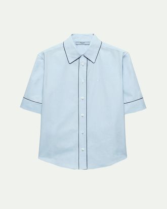 Prada Short-Sleeve Cotton Button-Down Top