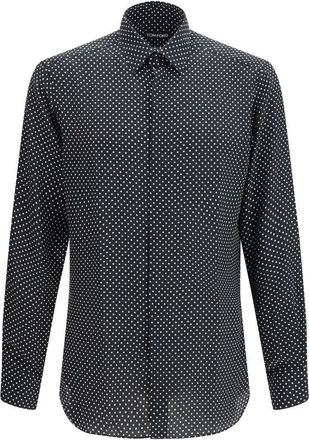 Tom Ford Black Silk Pattern Mens Shirt