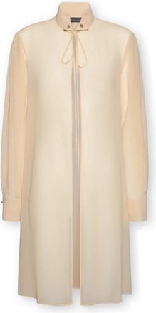 Elena Miro Lange Georgette Blouse - Dames - Overhemden - Beige - M - Polyester - Overhemden