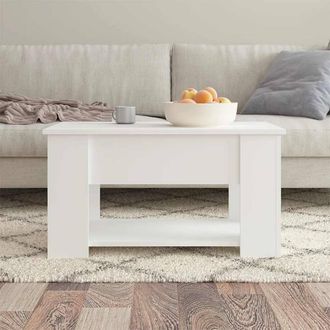 Berkfield Home Modern Coffee Table White 79x49x41 cm Engineered Wood | Size: 79 x 49 x 41 cm