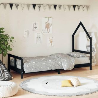 vidaXL Kids Bed Frame Black 80x200 cm Solid Wood Pine Vidaxl