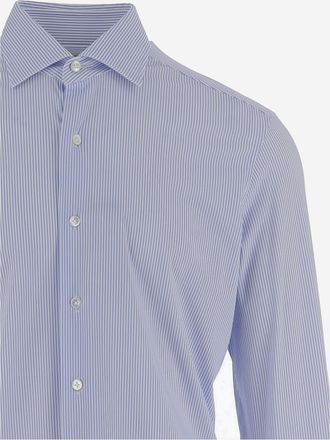 Alessandro Gherardi Mens Shirt Stretch Jersey Light Blue Nylon