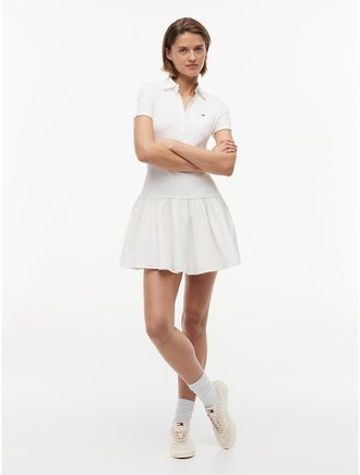 Tommy Hilfiger Womens Tommy Jeans Mixed-Media Polo Mini Dress - White - XL