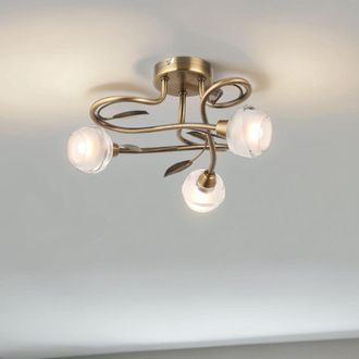 Pagazzi Maywood 3 Light Semi Flush Ceiling Light Antique Brass in Gold