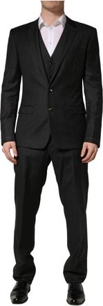Dolce & Gabbana Slim Fit Formeel 3-delig Pak - Heren - Business pakken - Grijs - L - Wol - Kostuums