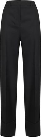 Valentino Zwarte Wol Straight Cut Broek - Dames - Straight fit broeken - Zwart - L - Wol - Broeken