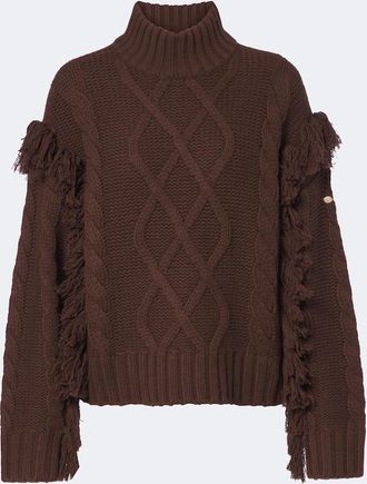 Goldbergh Brit cable-knit fringed wool sweater