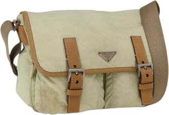 Prada Pre-owned Cross Body Bags, female, Beige, Size: ONE SIZE Pre-owned Vintage Nylon Cross Body Bag