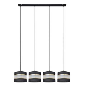 Netlighting Helen Straight Bar Pendant Ceiling Light Black Gold 100cm
