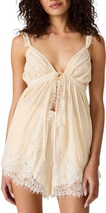 Steve Madden Mazie Lace Tie Front Camisole in Birch White at Nordstrom, Size X-Large