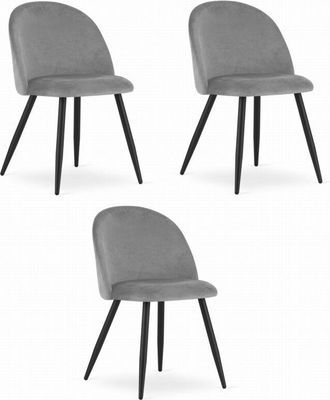 OEM Silla Bello - Terciopelo Gris Claro / Patas Negras X 3