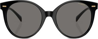 Versace logo-plaque round-frame sunglasses - women - Acetate - 55 - Black