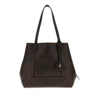 Jimmy Choo London Dark Brown Leather Diamond Shopping Bag