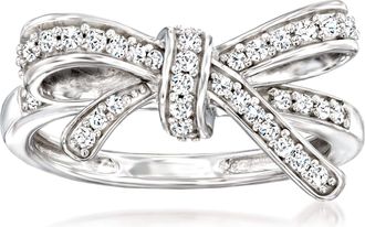 Ross-Simons Diamond Bow Ring in Sterling Silver