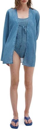 Rag & Bone rb Miramar Crinkle Cover-Up Top in Minet at Nordstrom, Size X-Small