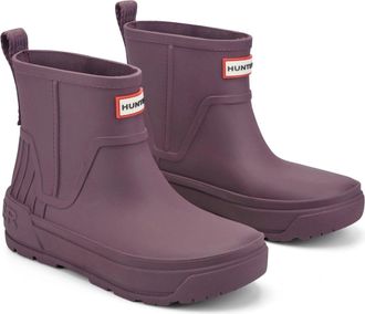 Hunter Wales Boots Womes Dark Red Pull On Waterproof Rain Bootie MEW2372