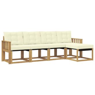 vidaXL Conjunto De Sof&aacute;s De Exterior Con Coj&iacute;n 5 Pcs Blanco Y Crema Vidaxl