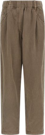 Brunello Cucinelli Cotton Trousers Pantaloni Marrone-Donna