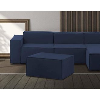 Dmora Dmora - Puff Dagoum&eacute;, Otomana De La Sala De Estar, 100% Made In Italy, Sill&oacute;n Relax En Tela Tapizada, 80x70h43cm, Azul