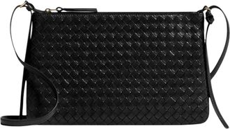 Bottega Veneta Black Intrecciato Piccolo Medium Crossbody Bag