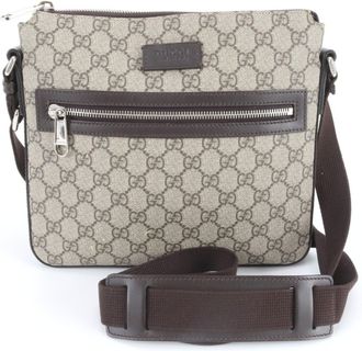 Gucci Brown Coated Canvas Leather Shoulder Bag (Pre-Owned)