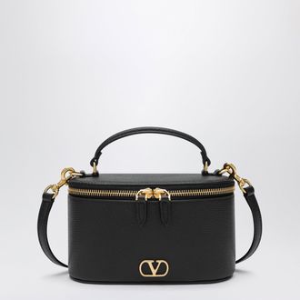 Valentino Garavani Vlogo Signature Mini Vanity Bag in black grained calfskin