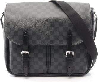 Louis Vuitton Black Coated Canvas Leather Handbag Shoulder Bag (Pre-Owned)