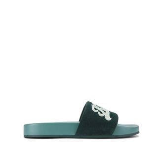 Kurt Geiger Mens Suede Script Slide Sandals - Dark Green - Size UK 12