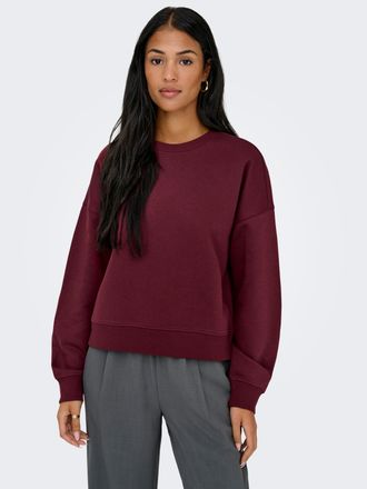 Only Sweatshirt ONLY ONLBEST L/S CREW NECK SWT NOOS, Damen, Gr. L, tawny port, Sweatware, Obermaterial: 65% Polyester, 35% Baumwolle, unifarben, regular fi