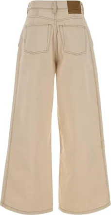 Ami Womens Wide Jeans Beige Cotton