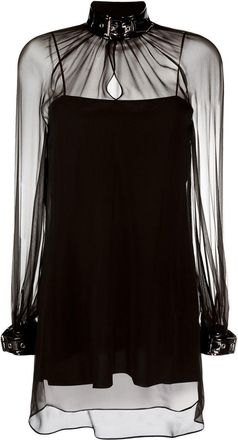 Moschino buckle-collar chiffon blouse - women - Silk/Elastane/Polyester/Polyurethane Resin - 38 - Black