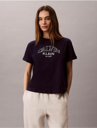 Calvin Klein Jeans Calvin Klein Womens Arch Logo Graphic Boxy T-Shirt - Blue - XS
