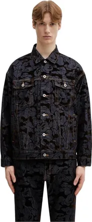A Bathing Ape A Bathing Ape, Jassen, Heren, Blauw, 2Xl, Denim, Camo Flocked Denim Jacket