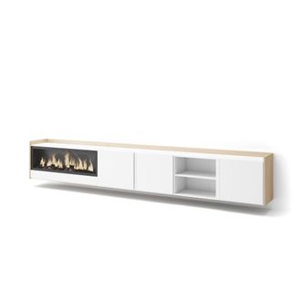 Skraut Home Skraut Home - Mueble Tv, Televisi&oacute;n, Muebles De Sal&oacute;n, Almacenaje, 315x35x50cm, Para Tv Hasta 80, Chimenea El&eacute;ctrica Xxl, Colgado, Suspendido, Estilo 