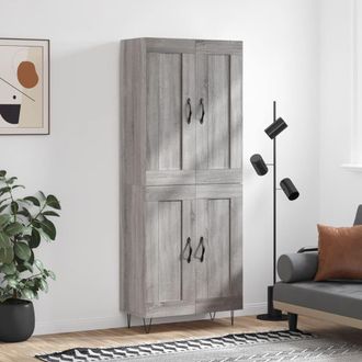 vidaXL Vidaxl - Aparador Alto Madera Contrachapada Gris Sonoma 69,5x34x180 Cm
