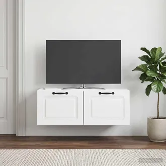 vidaXL Vidaxl Mobile Porta Tv Da Muro Bianco Lucido 78,5 X 41 X 30 Cm
