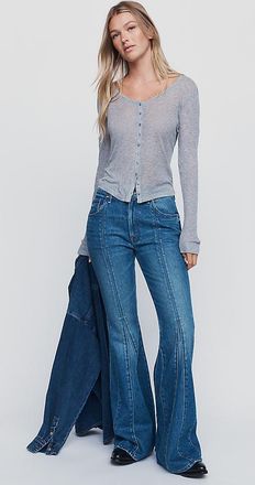 Mother The Dollop Heel Seamed Mid-Rise Flare Jeans